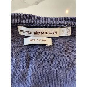 Peter Millar Men's Golf Sweater Navy V-Neck Long Sleeve Cotton Sz L